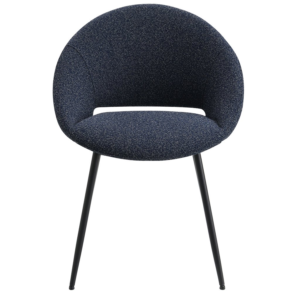 Klaus Side Chair (Set-2) Navy Boucle & Black. Picture 3