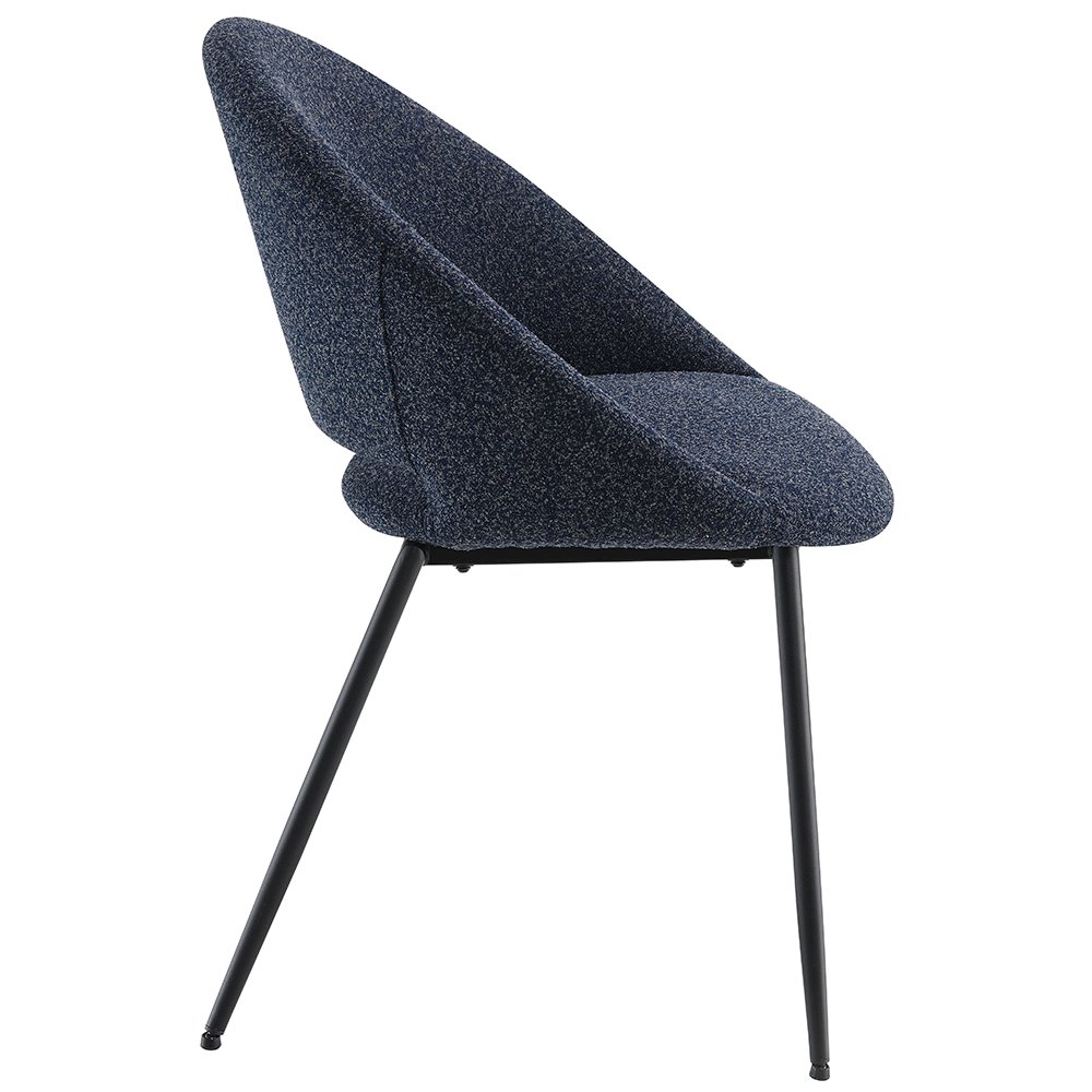 Klaus Side Chair (Set-2) Navy Boucle & Black. Picture 4