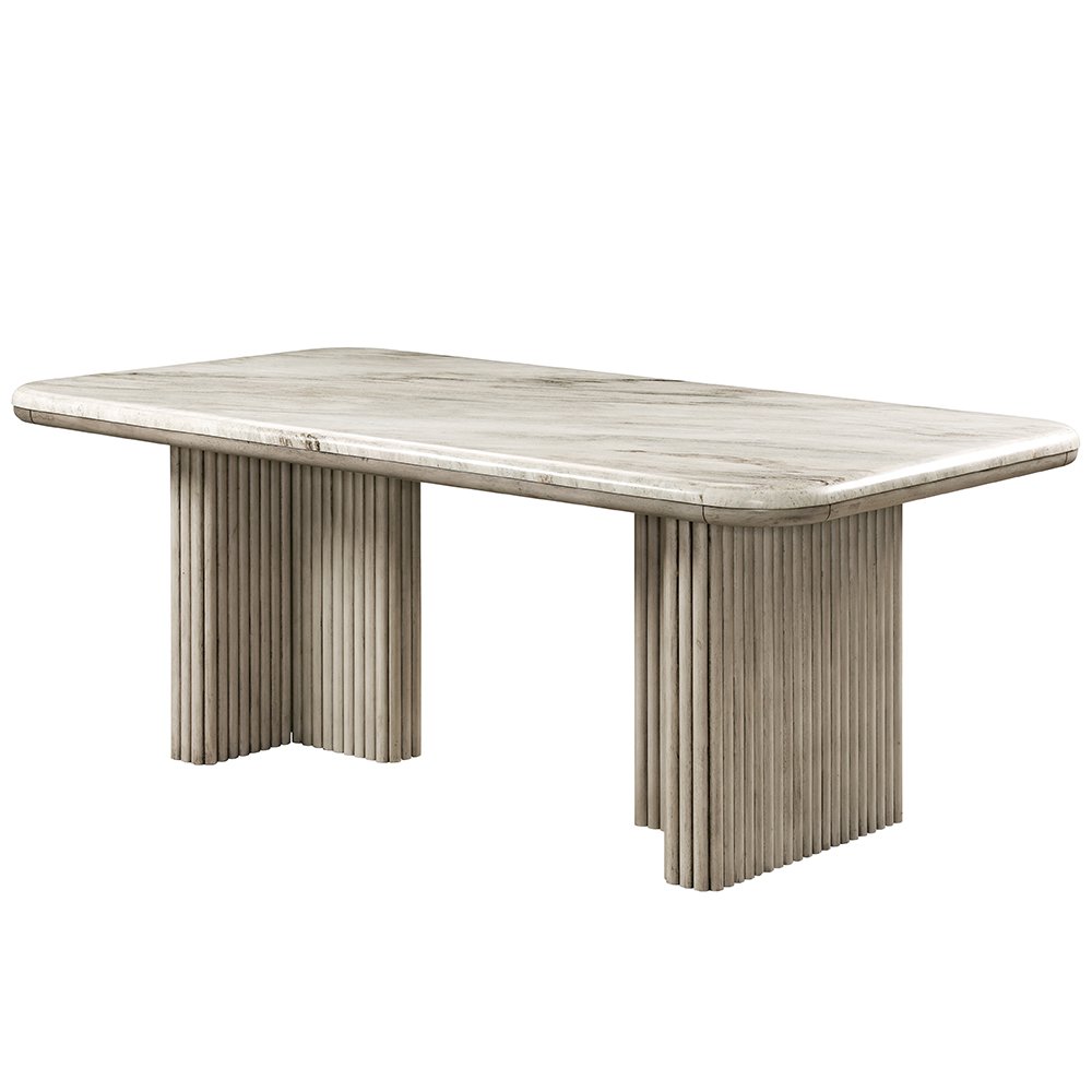 Charity Dining Table Natural Marble Top & Gray Oak. Picture 2