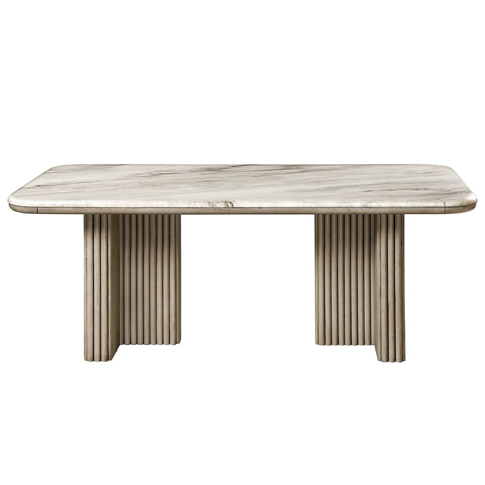 Charity Dining Table Natural Marble Top & Gray Oak. Picture 3