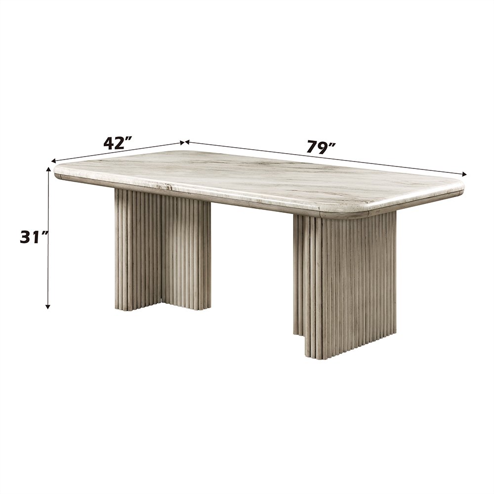 Charity Dining Table Natural Marble Top & Gray Oak. Picture 6