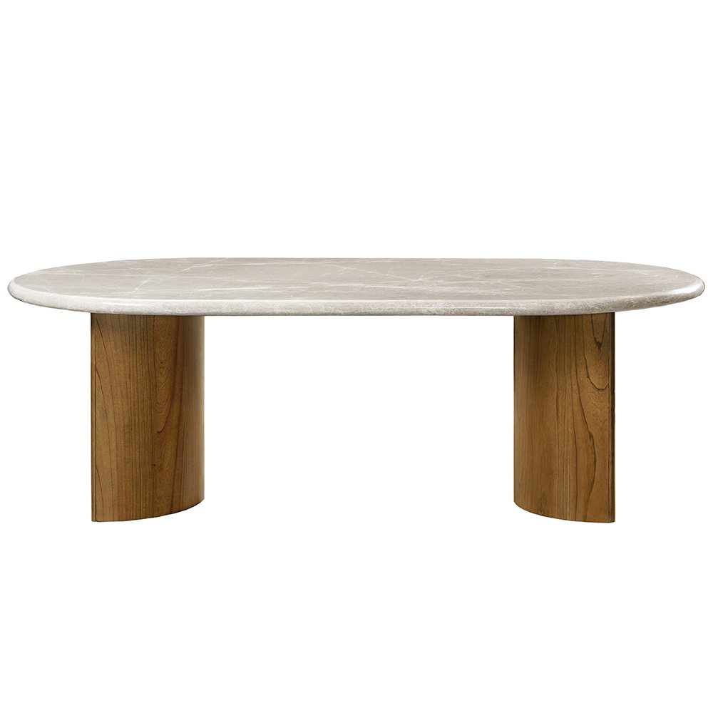 Darcy Dining Table Natural Marble Top & Dark Walnut. Picture 3