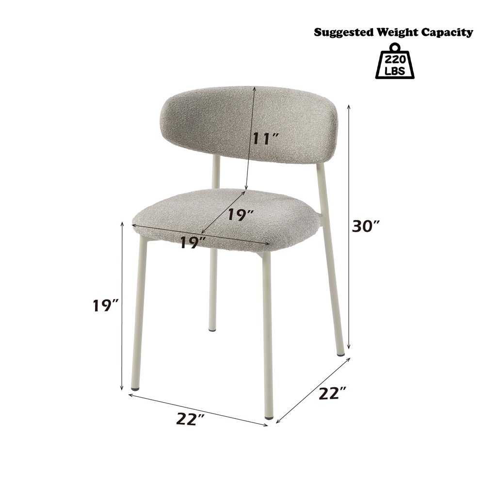 Ingram Side Chair (Set-2) Light Gray Boucle. Picture 8
