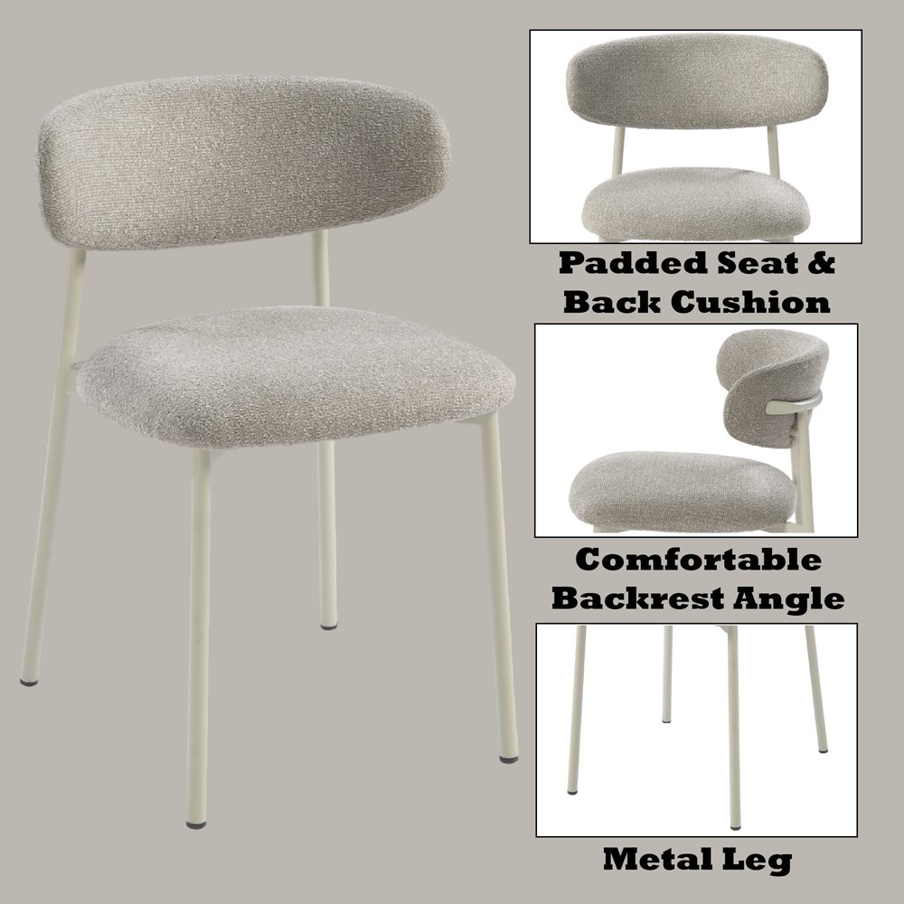 Ingram Side Chair (Set-2) Light Gray Boucle. Picture 9