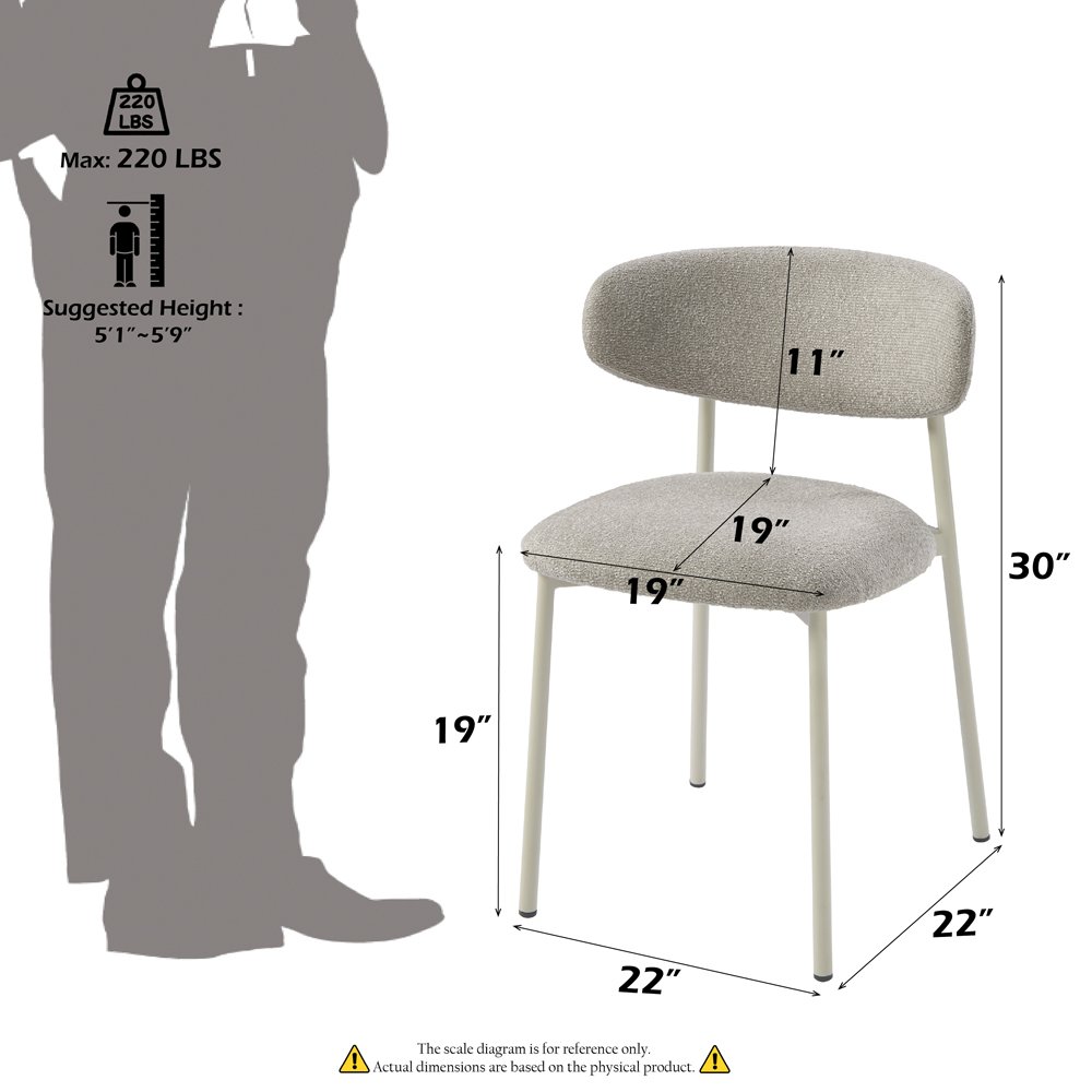 Ingram Side Chair (Set-2) Light Gray Boucle. Picture 10