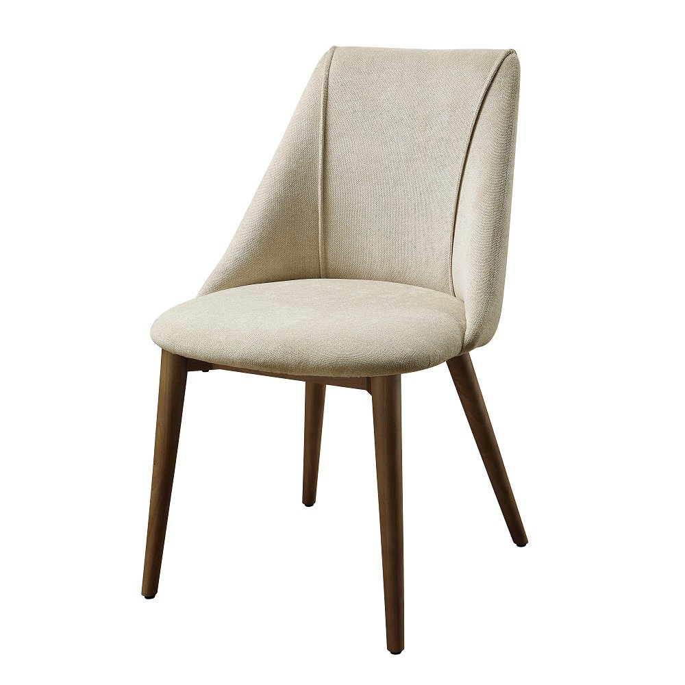 Willene Side Chair (Set-2) Beige Polished Microfiber & Dark oak. Picture 1
