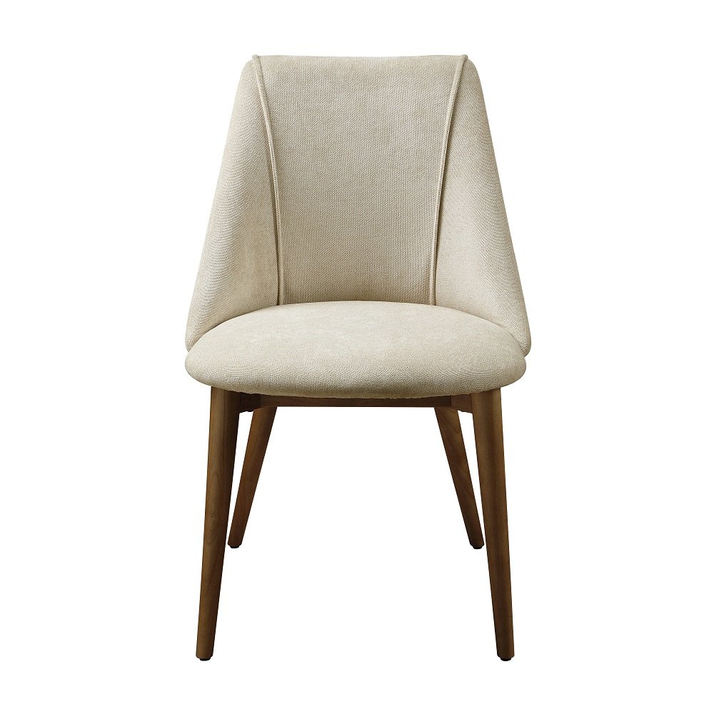 Willene Side Chair (Set-2) Beige Polished Microfiber & Dark oak. Picture 2