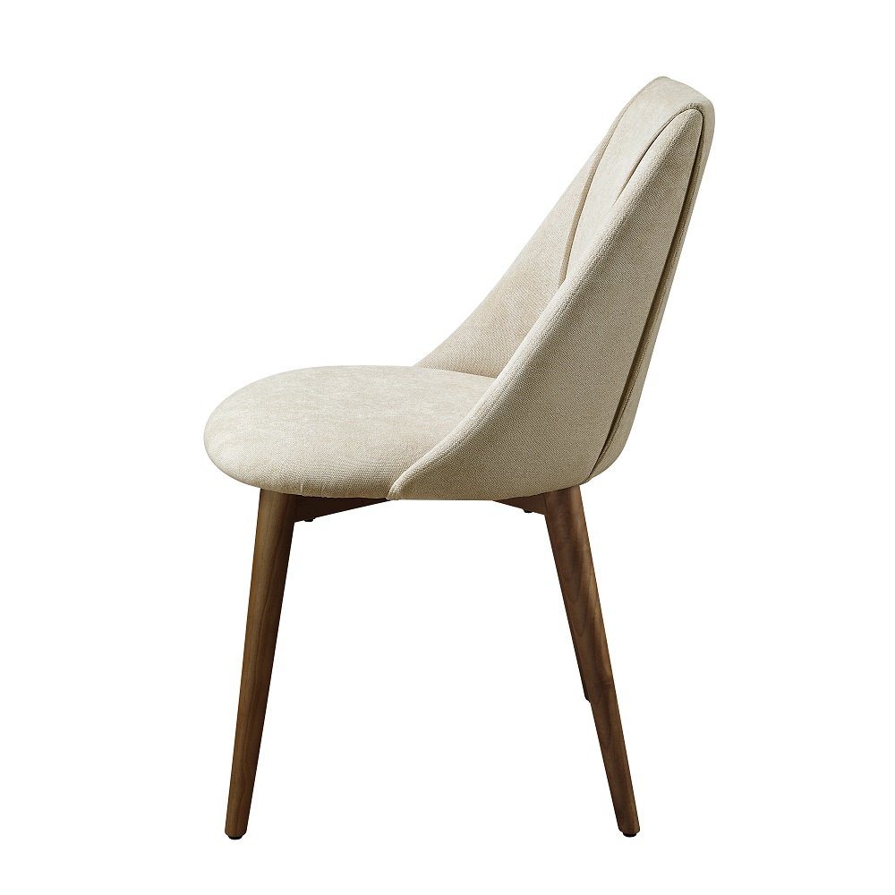 Willene Side Chair (Set-2) Beige Polished Microfiber & Dark oak. Picture 3
