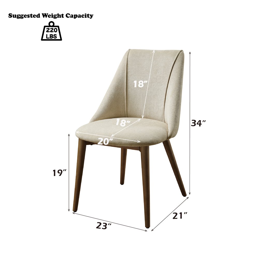 Willene Side Chair (Set-2) Beige Polished Microfiber & Dark oak. Picture 8