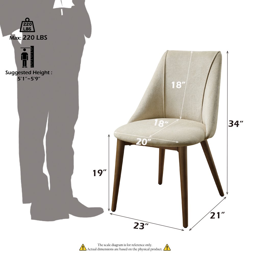 Willene Side Chair (Set-2) Beige Polished Microfiber & Dark oak. Picture 9