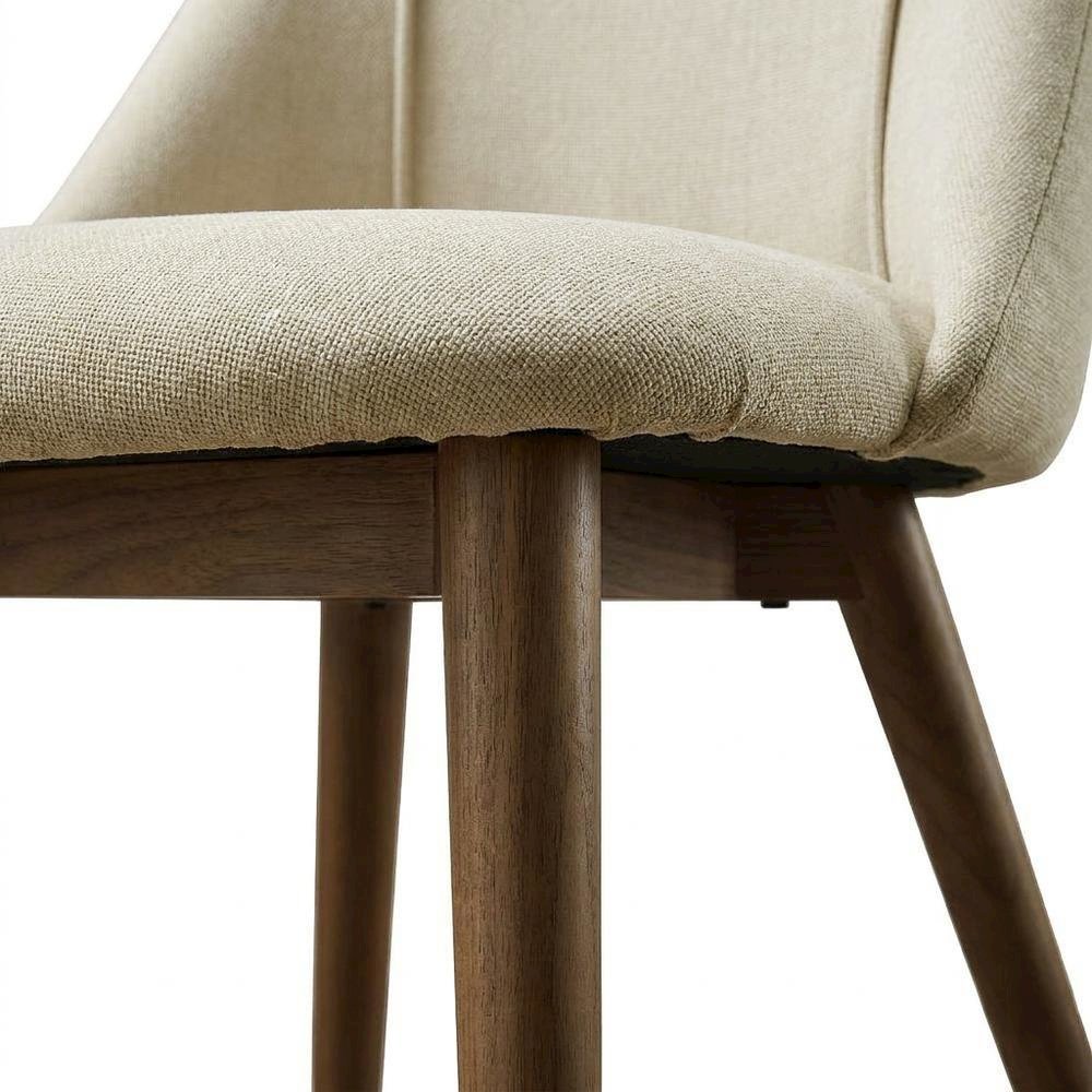 Microfiber Dining Chair, Beige Polished Microfiber & Dark oak, Set of 2. Picture 8