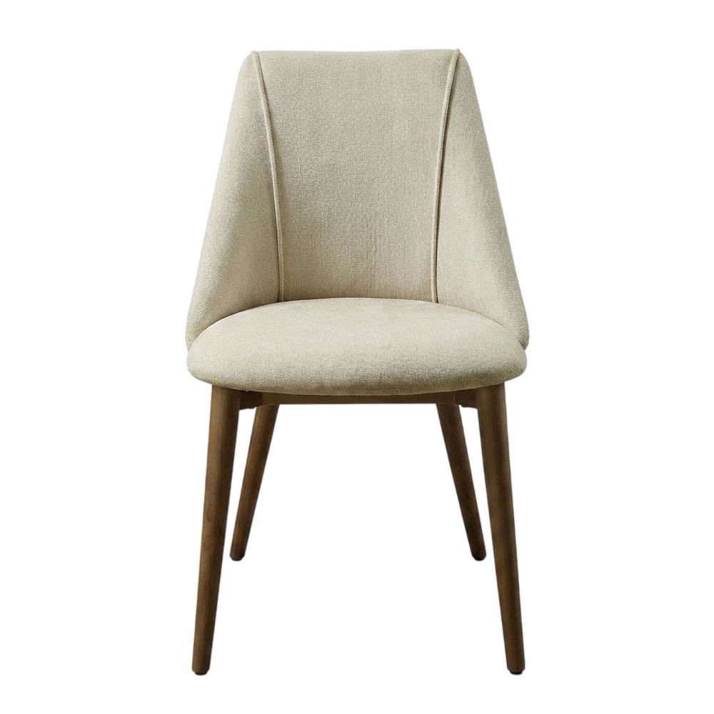 Microfiber Dining Chair, Beige Polished Microfiber & Dark oak, Set of 2. Picture 2