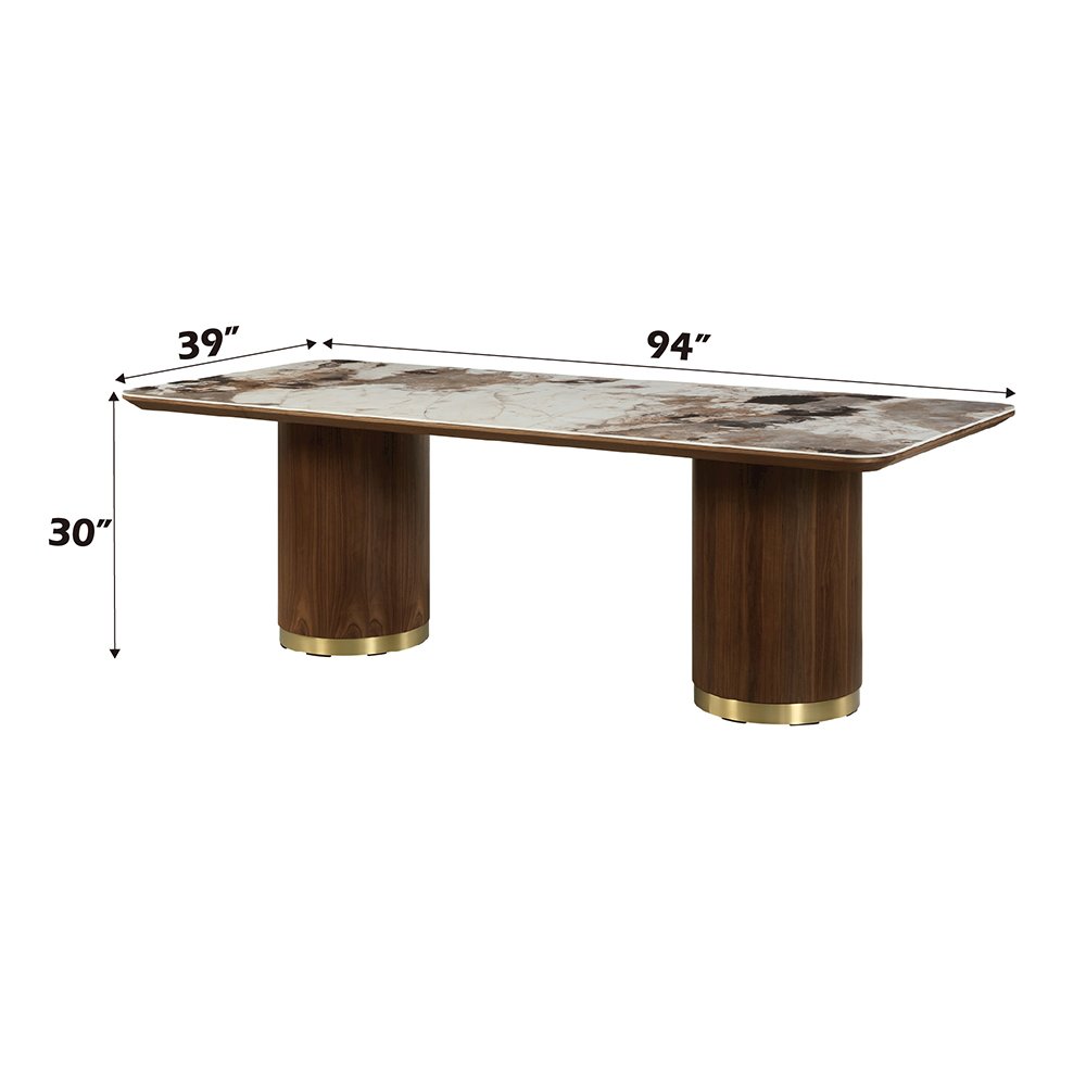 Willene Dining Table w/Ceramic Top Ceramic Top & Dark Oak. Picture 5