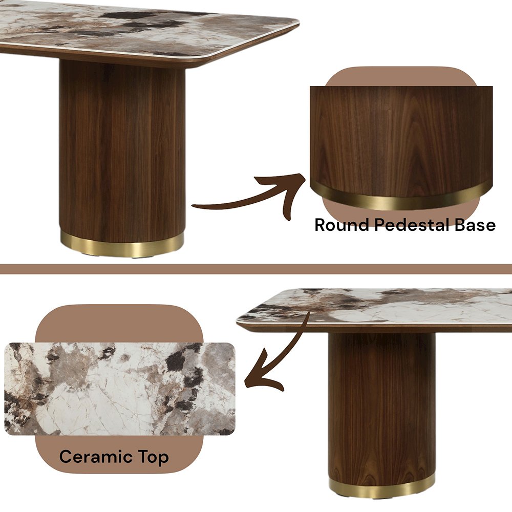 Willene Dining Table w/Ceramic Top Ceramic Top & Dark Oak. Picture 6
