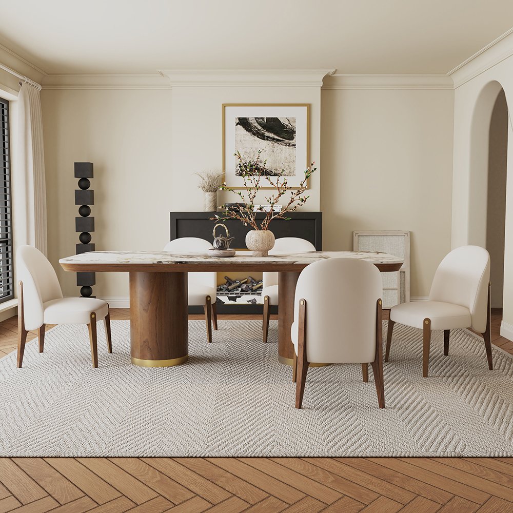 Willene Dining Table w/Ceramic Top Ceramic Top & Dark Oak. Picture 7