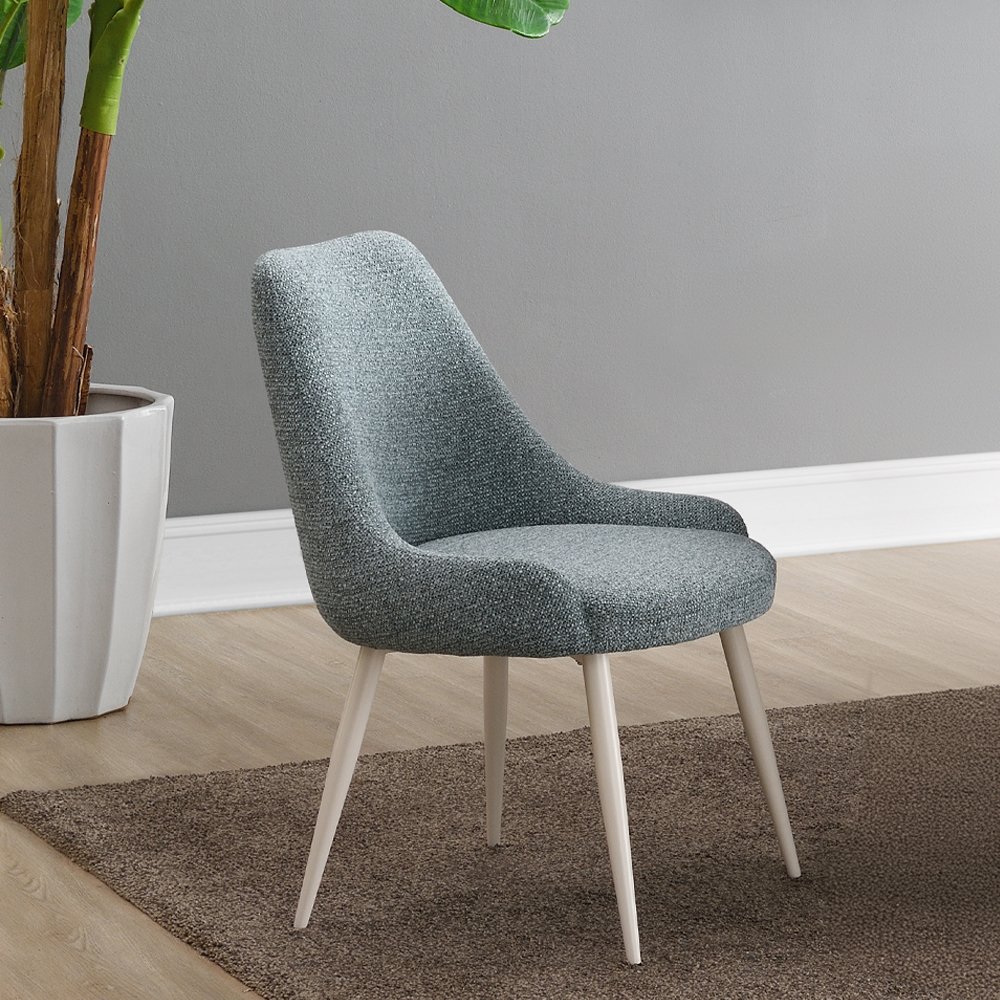 Laela Side Chair (Set-2) Slate Blue Boucle & Bone White. Picture 1