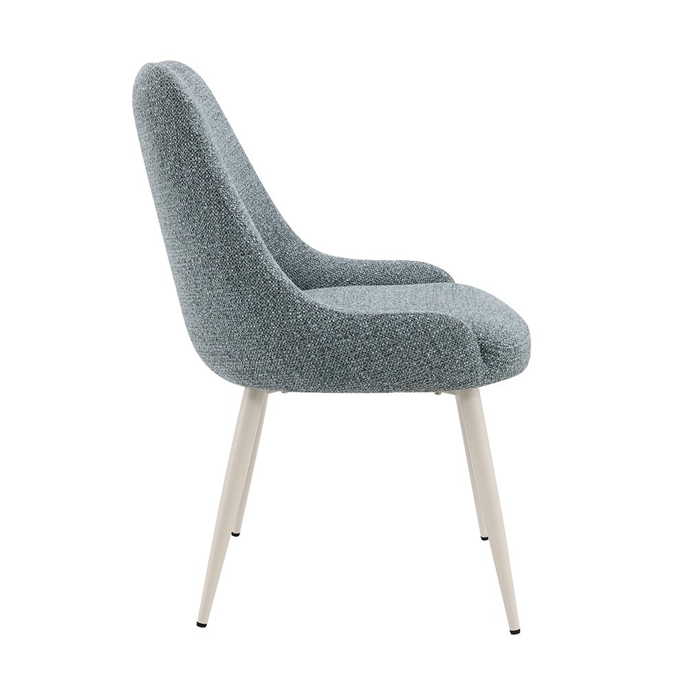 Laela Side Chair (Set-2) Slate Blue Boucle & Bone White. Picture 3