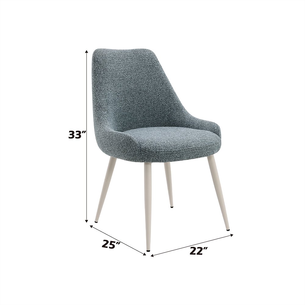 Laela Side Chair (Set-2) Slate Blue Boucle & Bone White. Picture 6