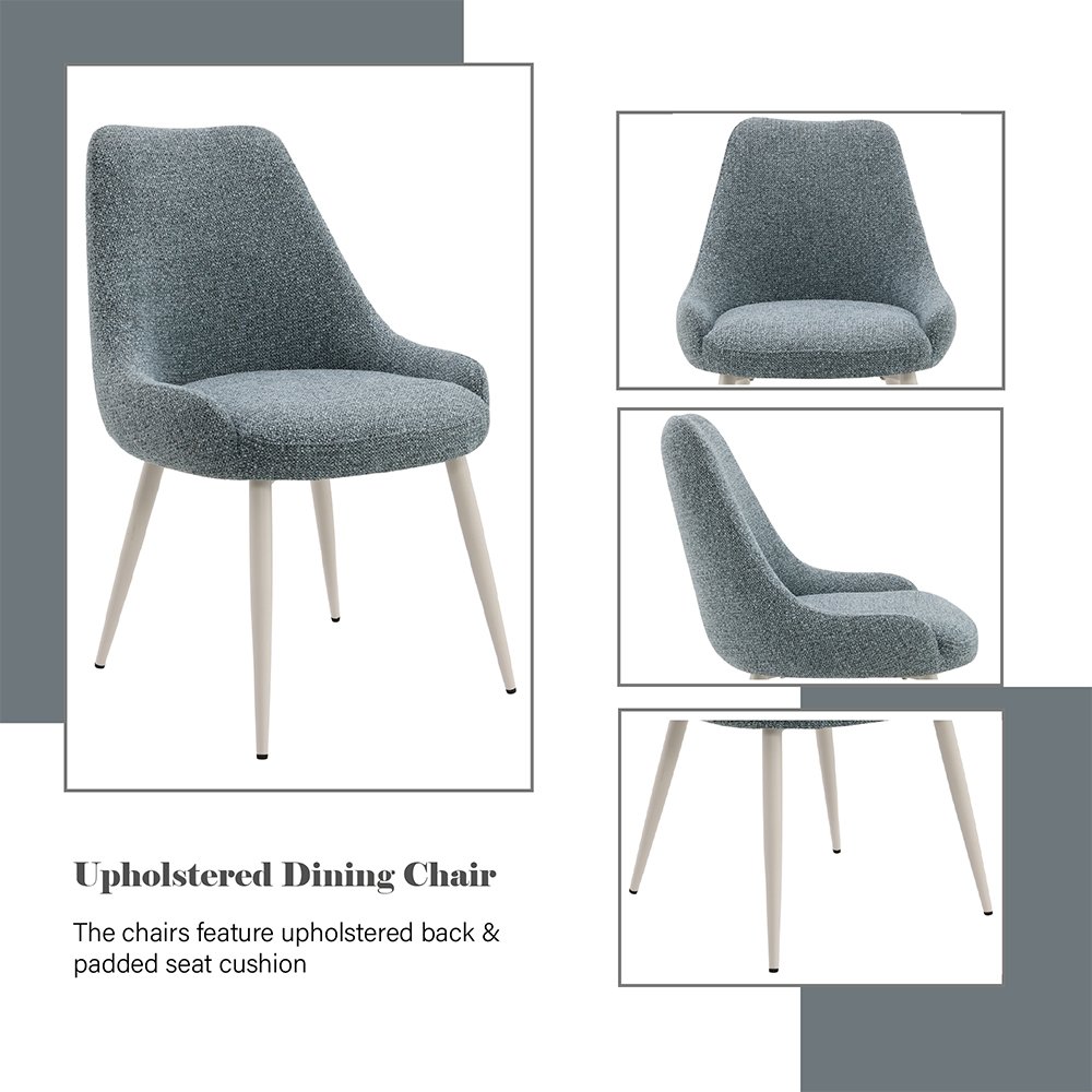 Laela Side Chair (Set-2) Slate Blue Boucle & Bone White. Picture 7