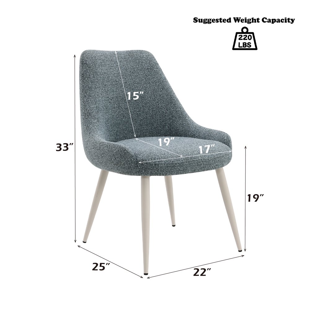 Laela Side Chair (Set-2) Slate Blue Boucle & Bone White. Picture 8