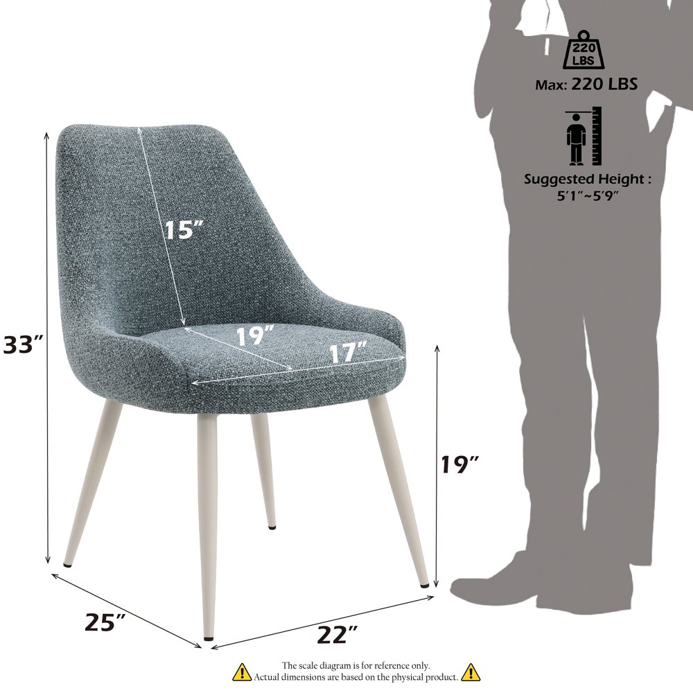Laela Side Chair (Set-2) Slate Blue Boucle & Bone White. Picture 9