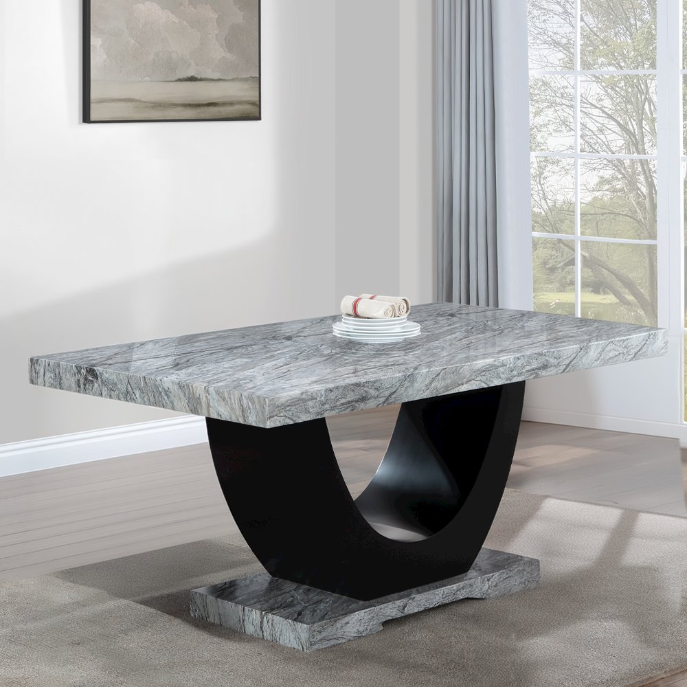 Caralin Dining Table Engineered Stone & Black. Picture 1