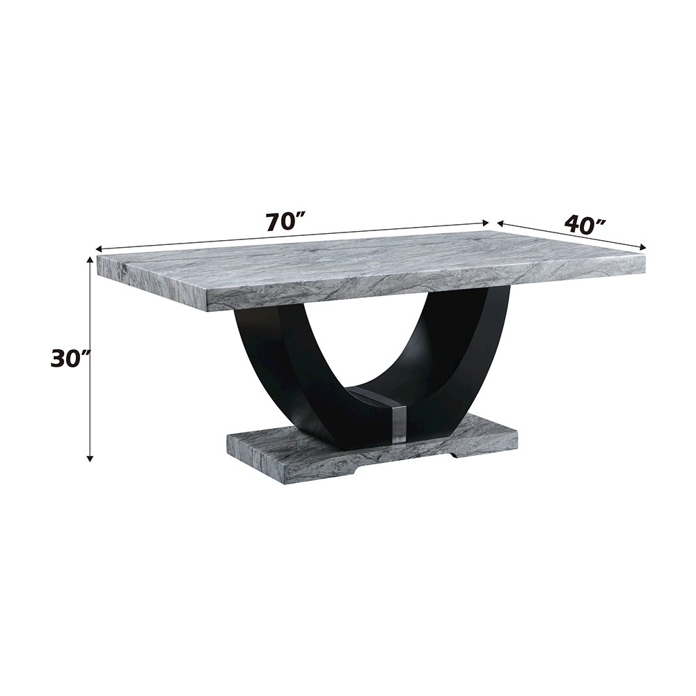 Caralin Dining Table Engineered Stone & Black. Picture 6