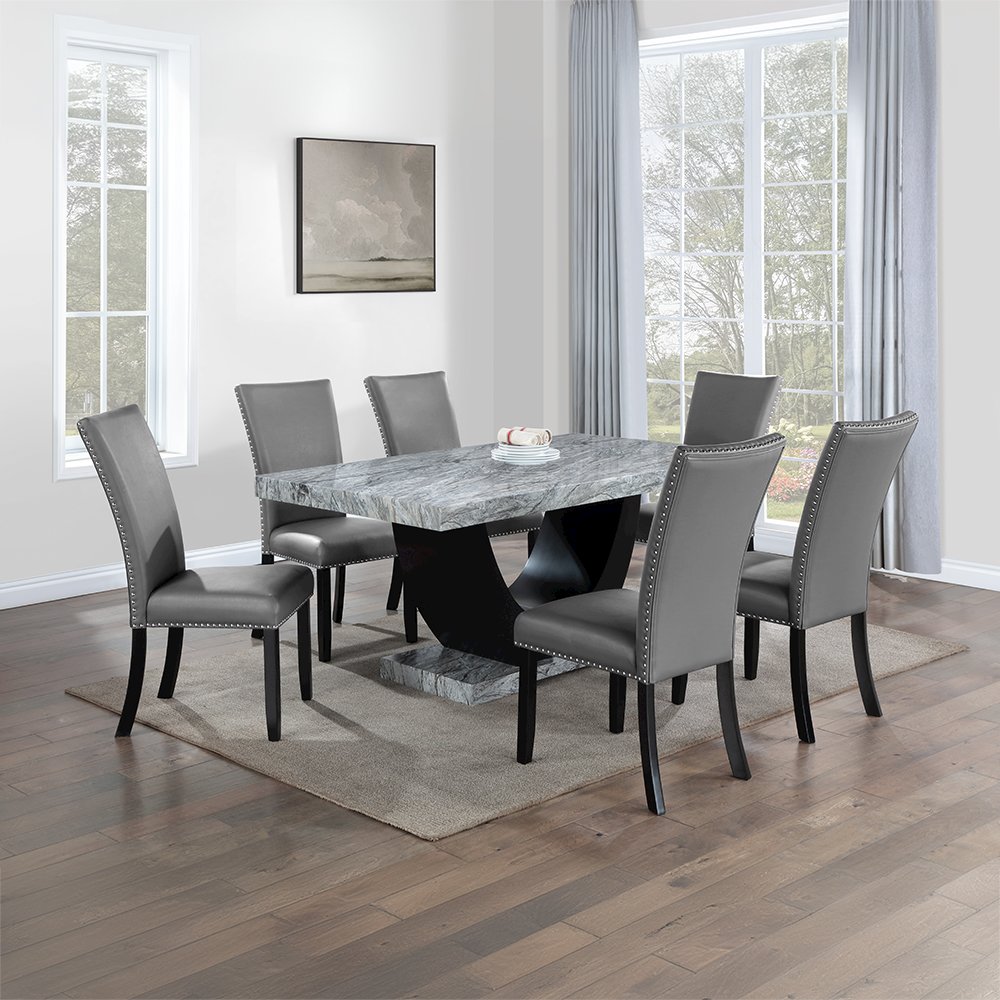 Caralin Dining Table Engineered Stone & Black. Picture 5