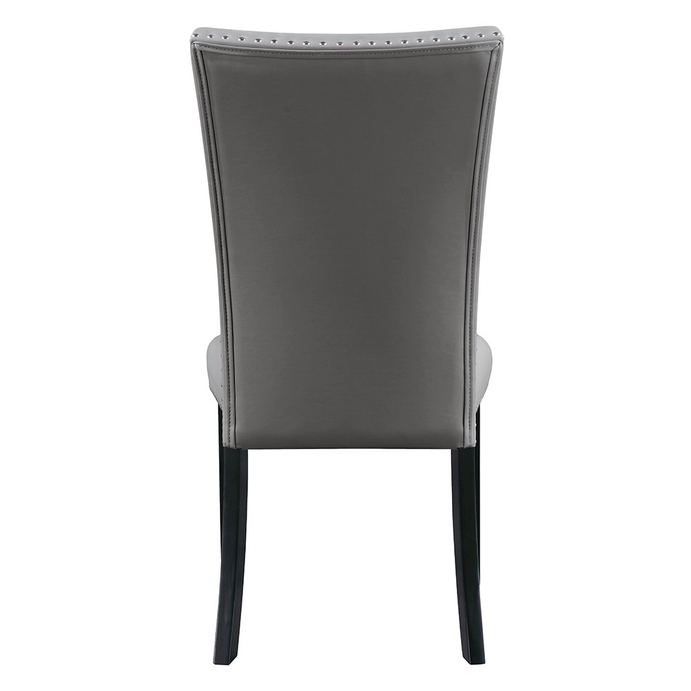 Caralin Side Chair (Set-2) Gray Synthetic Leather & Black. Picture 5