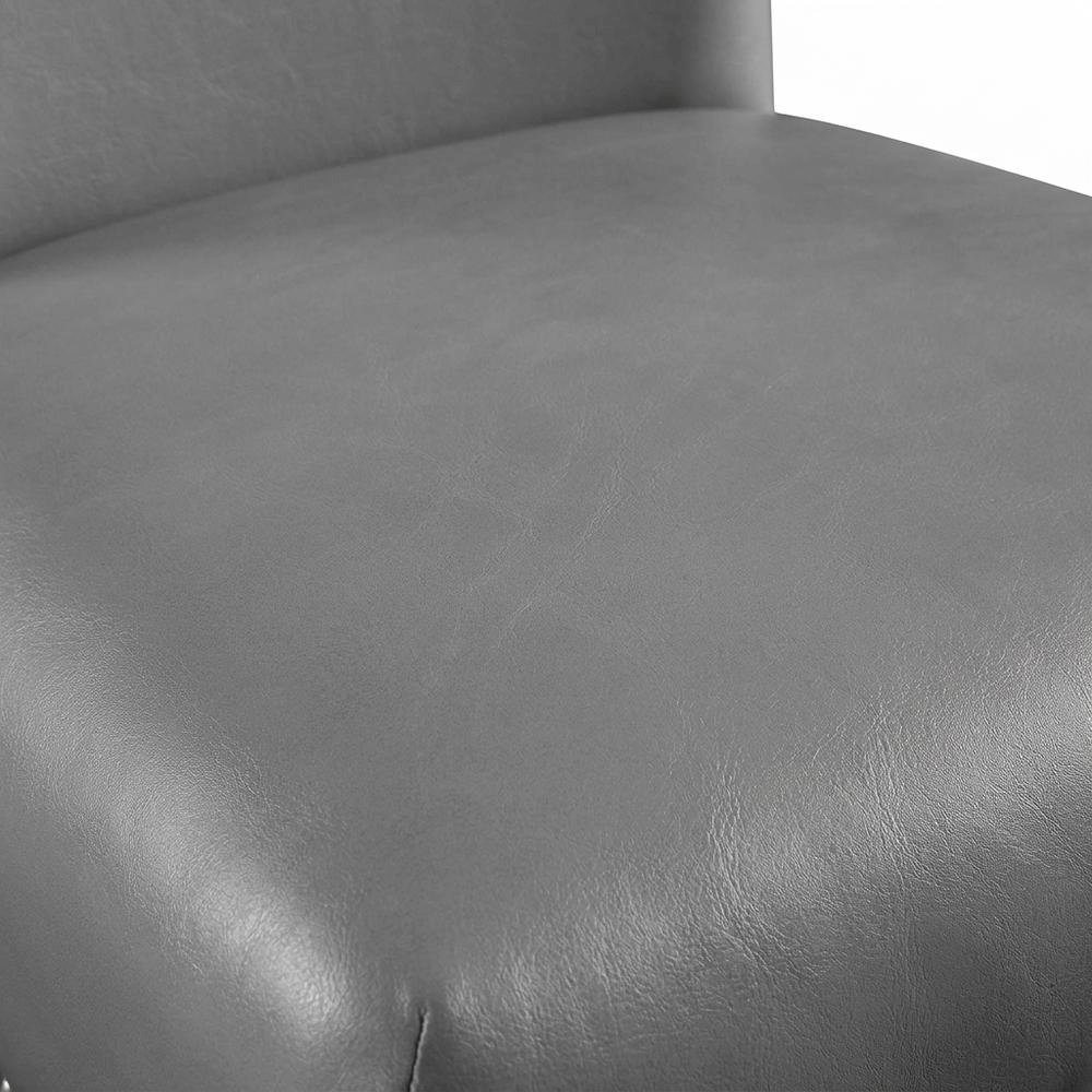 Faux Leather Side Chair, Set of 2 Dining Chairs, Gray Synthetic, Set of 2. Picture 7