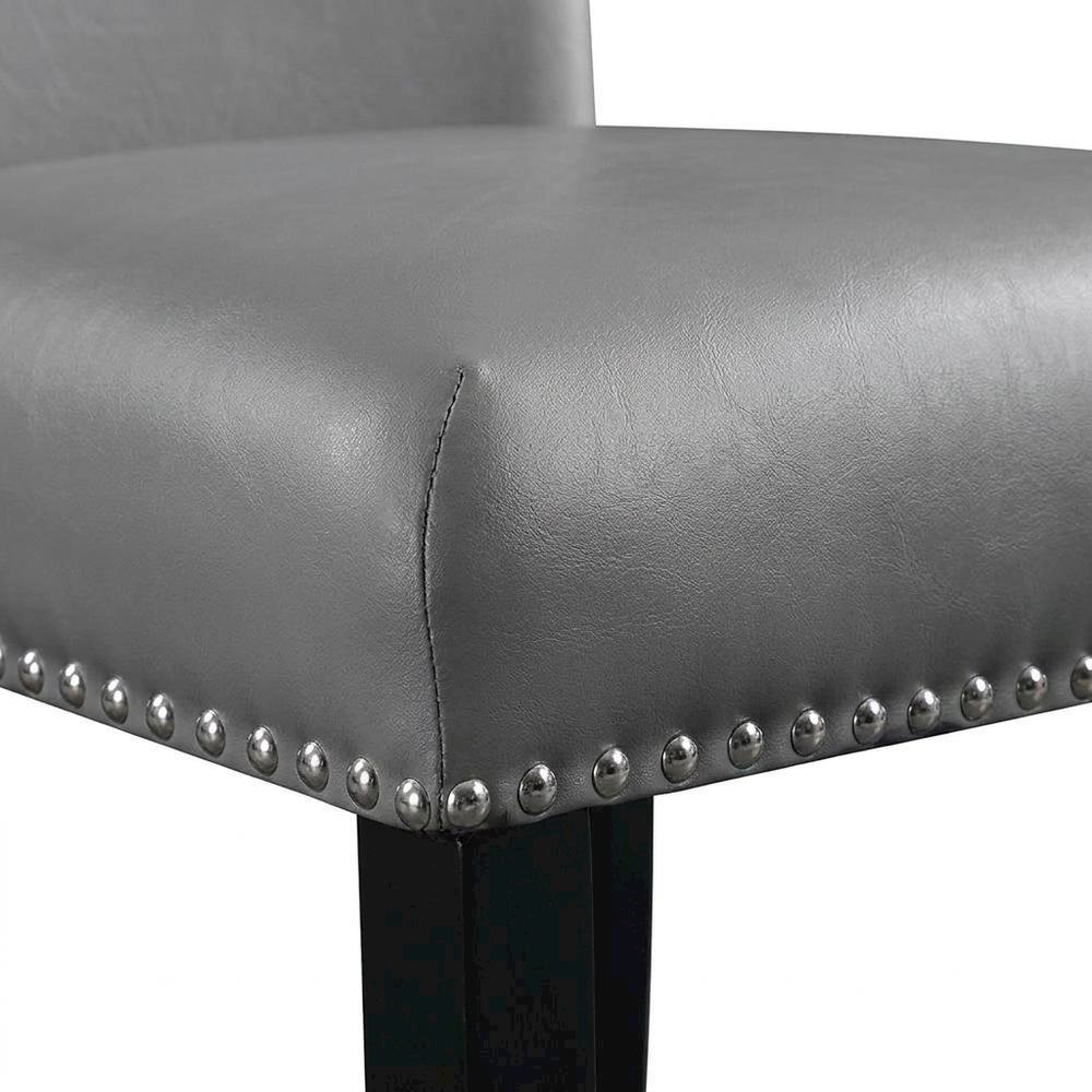 Faux Leather Side Chair, Set of 2 Dining Chairs, Gray Synthetic, Set of 2. Picture 8
