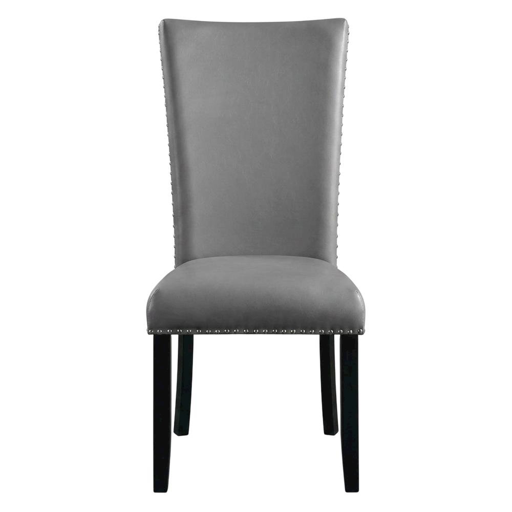 Faux Leather Side Chair, Set of 2 Dining Chairs, Gray Synthetic, Set of 2. Picture 2
