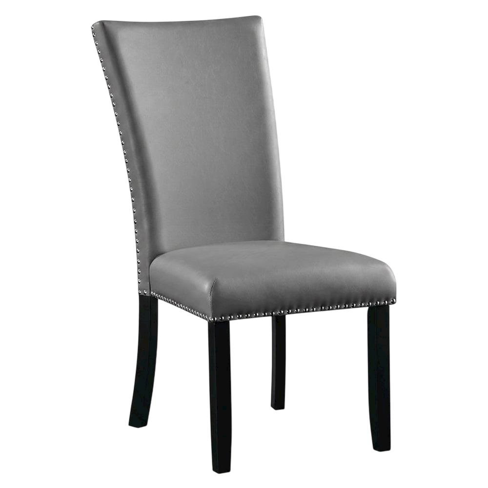 Faux Leather Side Chair, Set of 2 Dining Chairs, Gray Synthetic, Set of 2. Picture 5