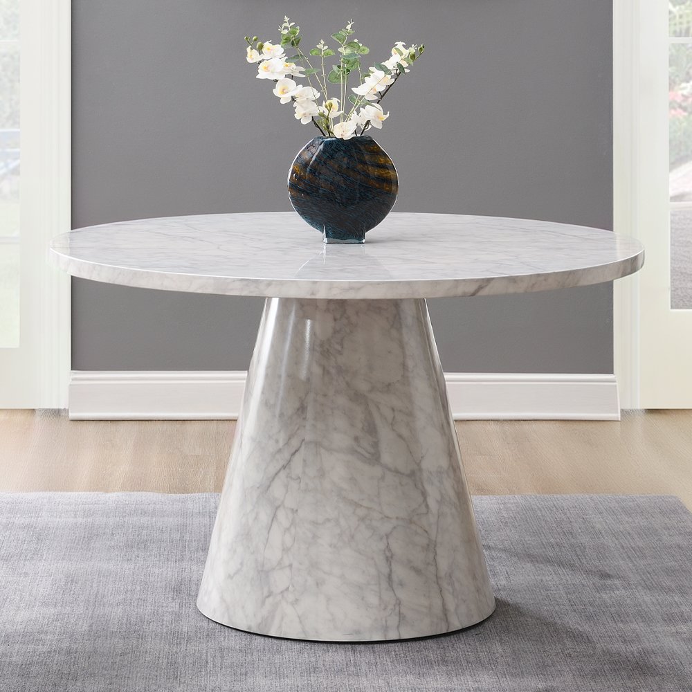 Kacey Round Dining Table Engineered Stone. Picture 1