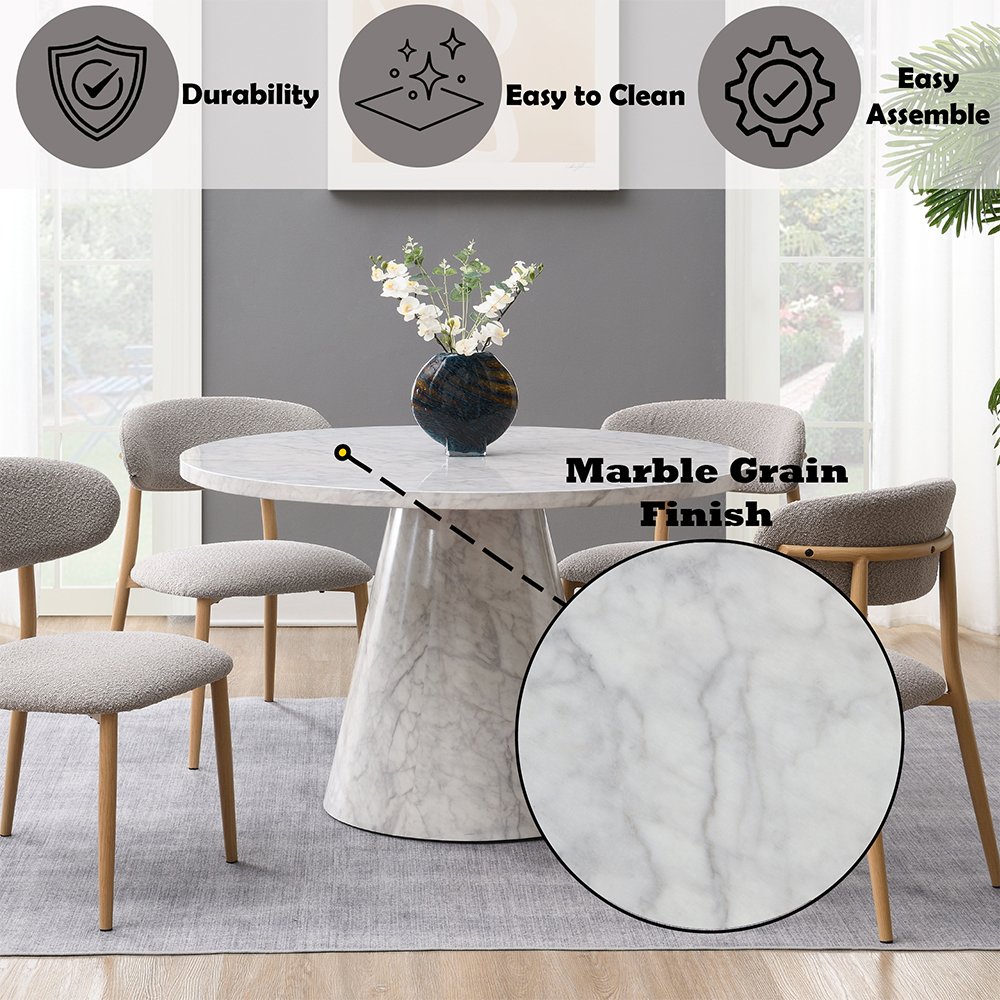 Kacey Round Dining Table Engineered Stone. Picture 6