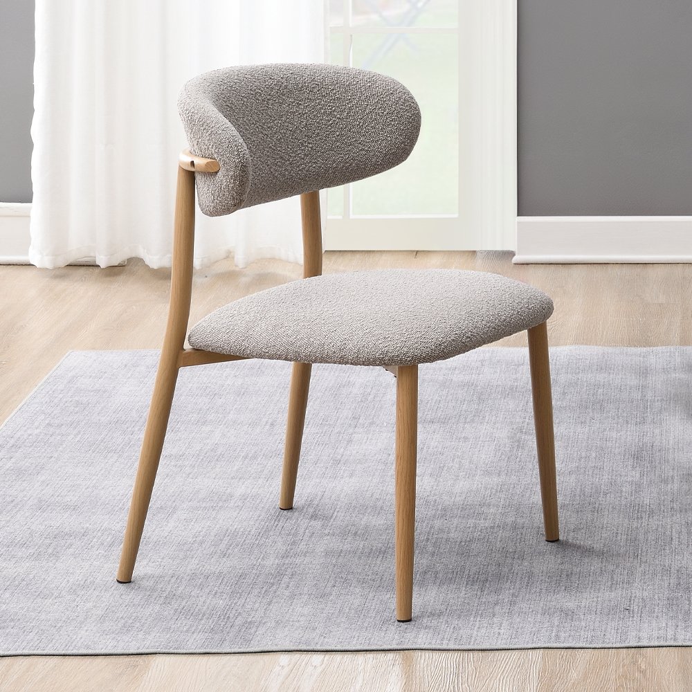 Kacey Side Chair (Set-2) Gray Boucle & Natural. Picture 1