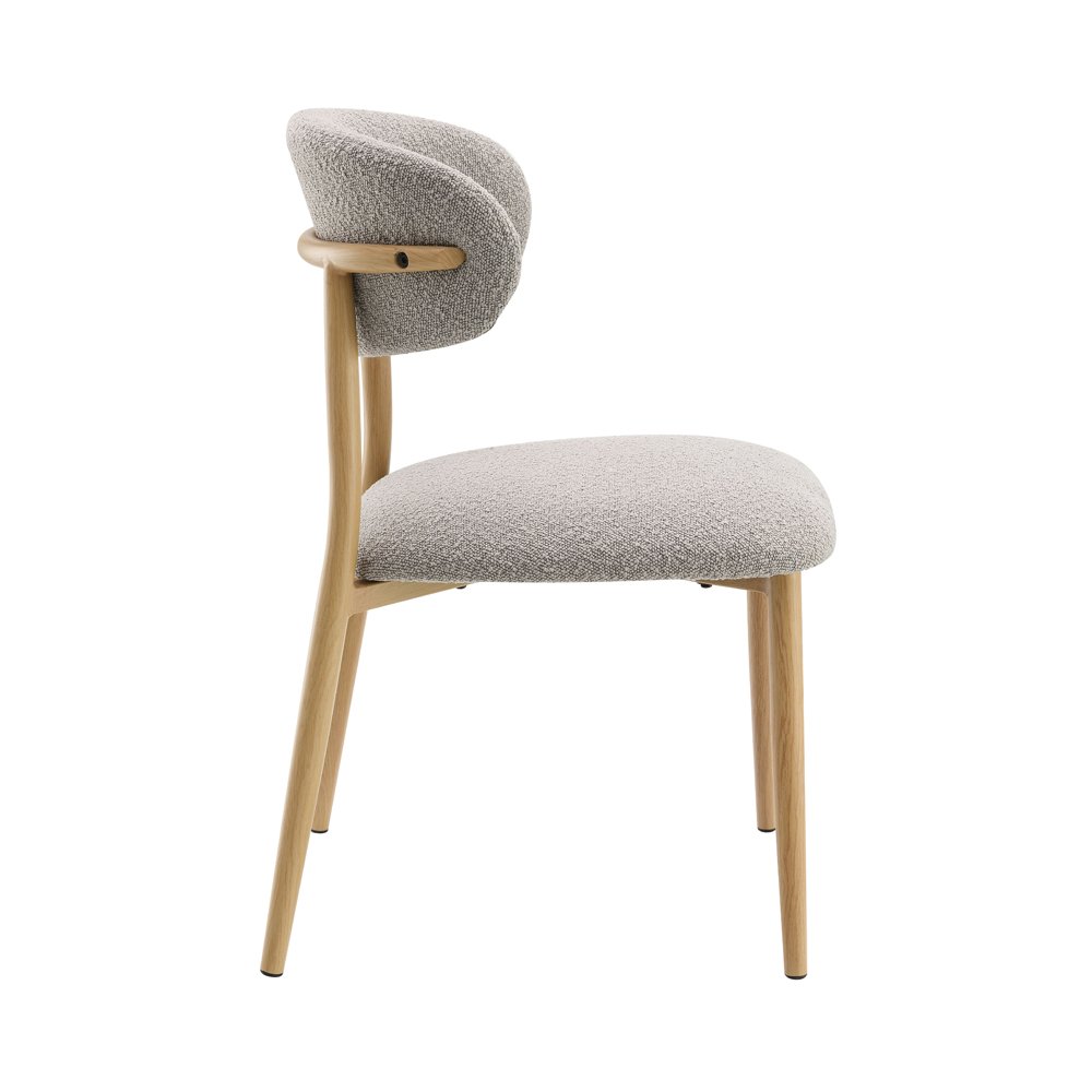 Kacey Side Chair (Set-2) Gray Boucle & Natural. Picture 3