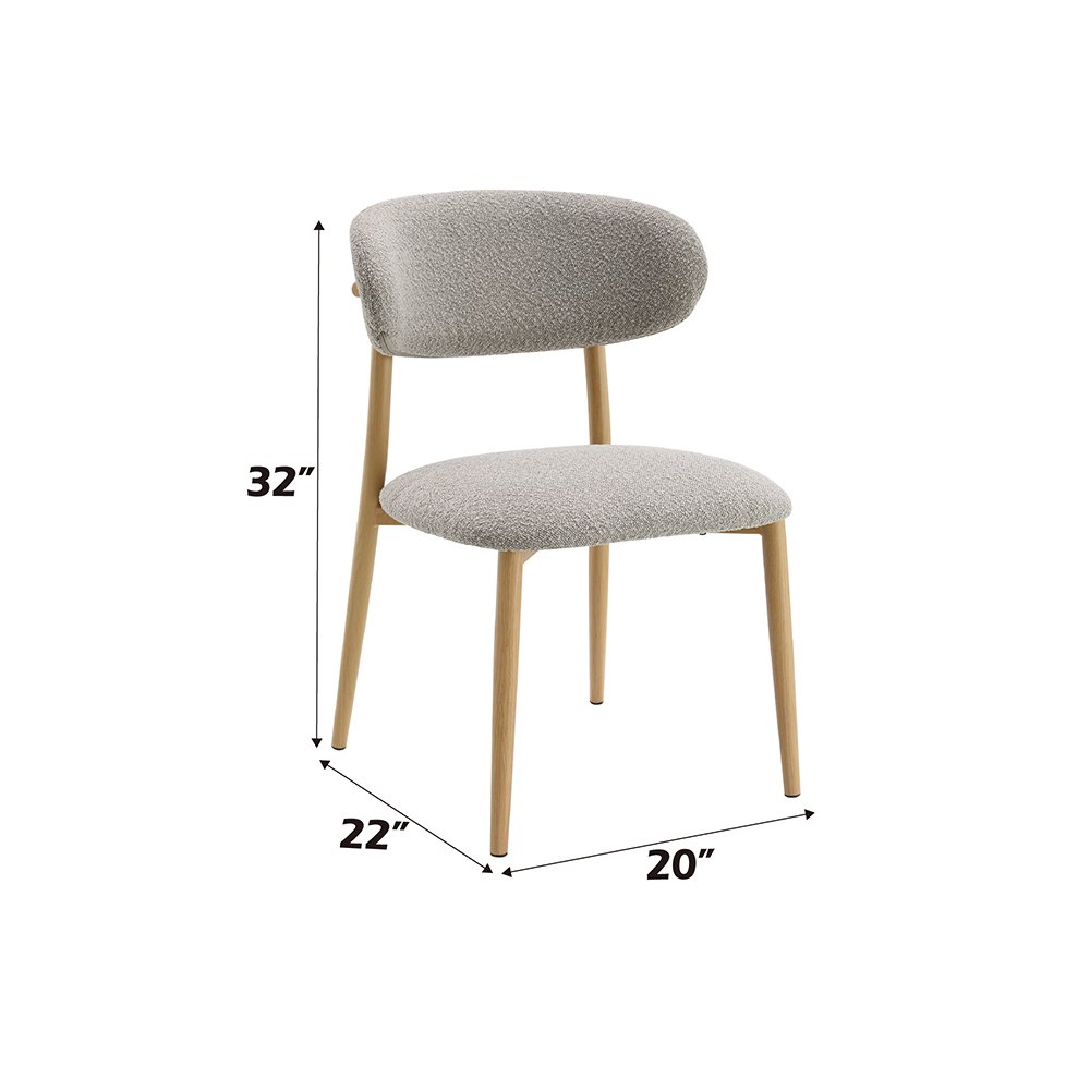 Kacey Side Chair (Set-2) Gray Boucle & Natural. Picture 5