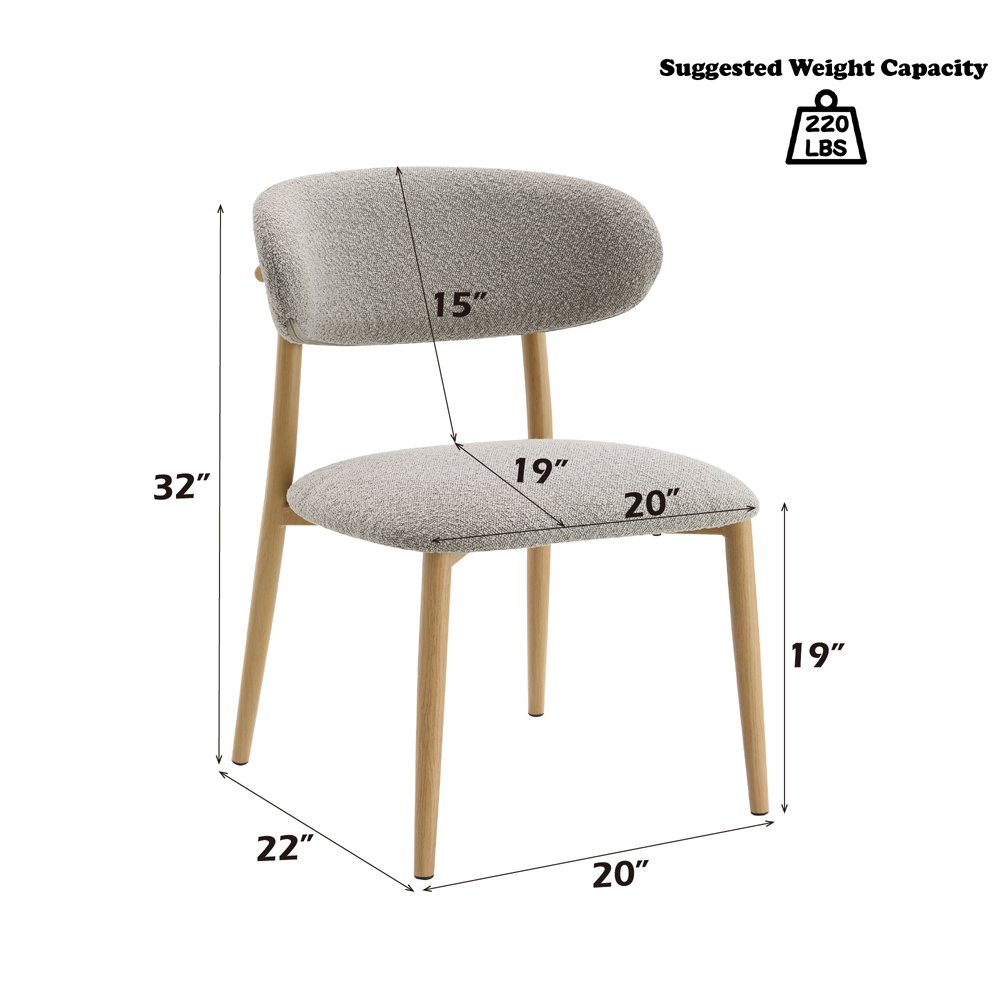 Kacey Side Chair (Set-2) Gray Boucle & Natural. Picture 8