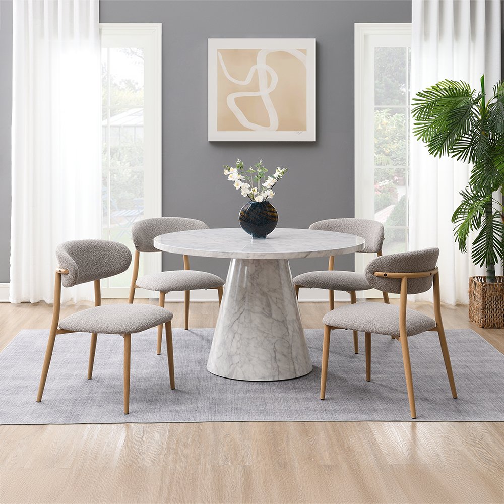 Kacey Side Chair (Set-2) Gray Boucle & Natural. Picture 7