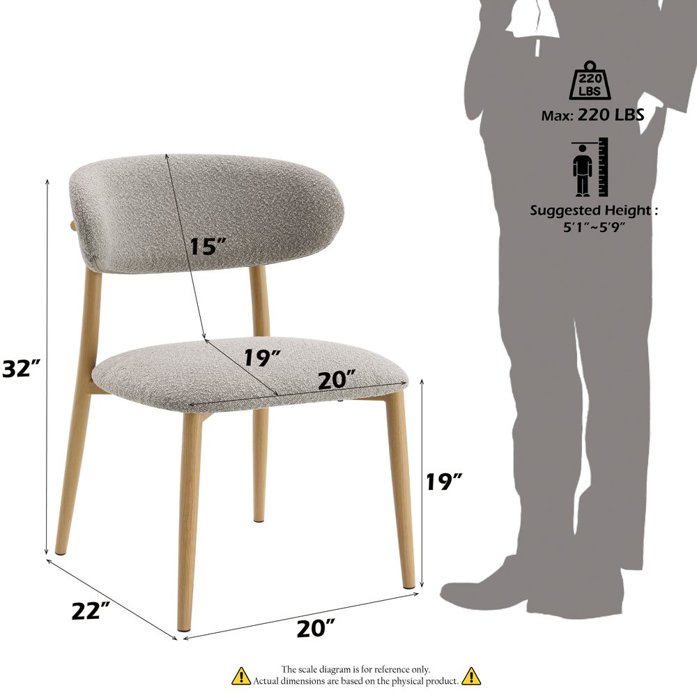 Kacey Side Chair (Set-2) Gray Boucle & Natural. Picture 9