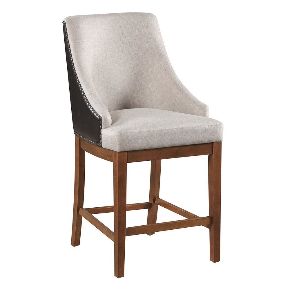 Gilsea Counter Height  Chair (Set-2) Fabric, Brown Synthetic Leather & Brown. Picture 2
