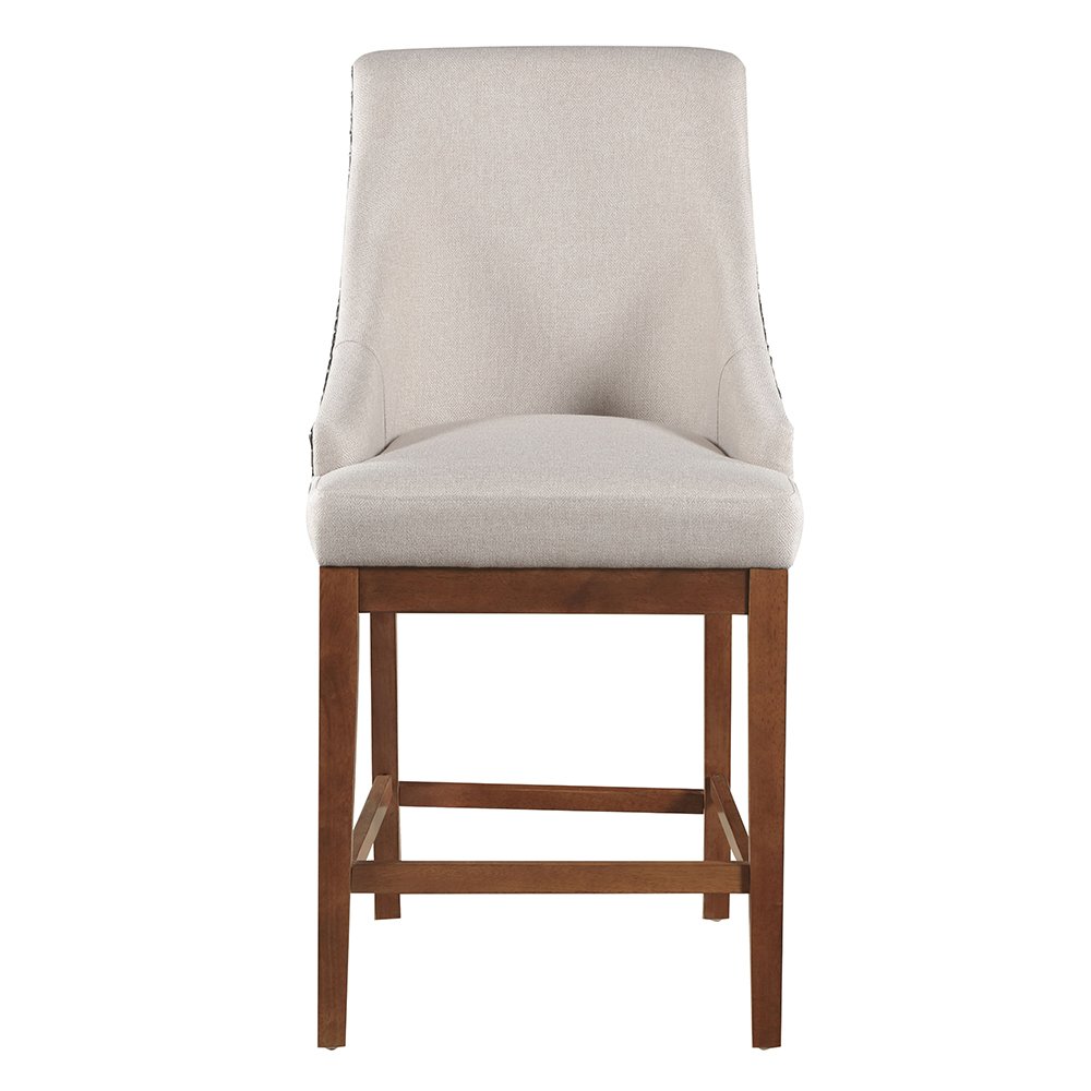 Gilsea Counter Height  Chair (Set-2) Fabric, Brown Synthetic Leather & Brown. Picture 3