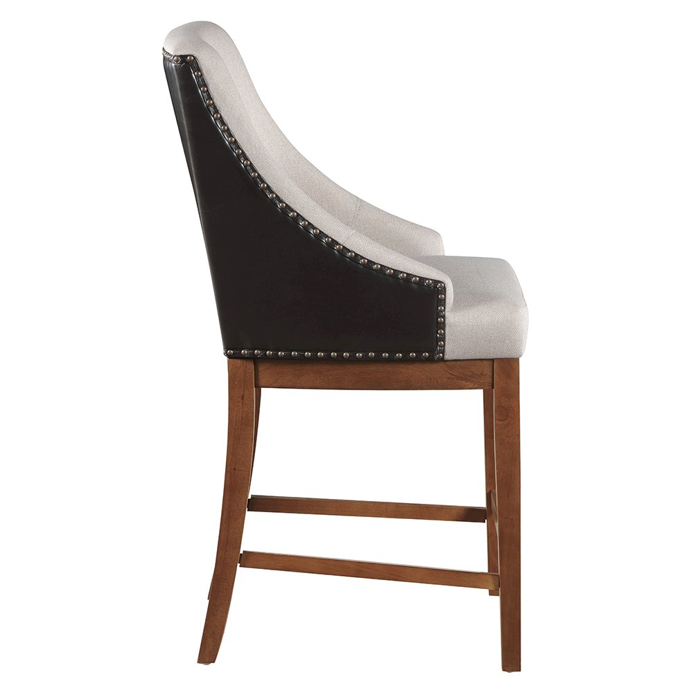 Gilsea Counter Height  Chair (Set-2) Fabric, Brown Synthetic Leather & Brown. Picture 4