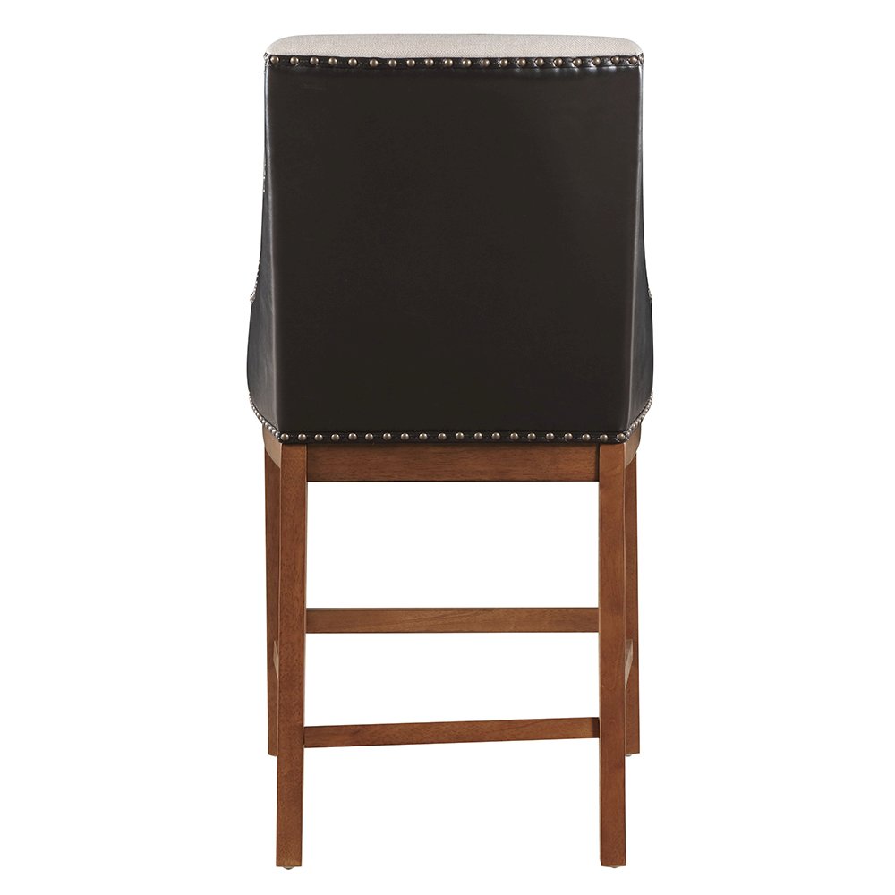 Gilsea Counter Height  Chair (Set-2) Fabric, Brown Synthetic Leather & Brown. Picture 5