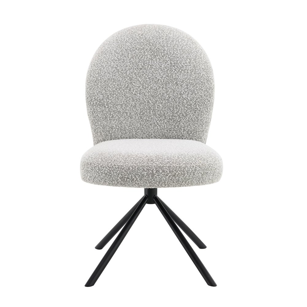 Lawton Side Chair w/Swivel (Set-2) Gray Boucle & Black. Picture 2