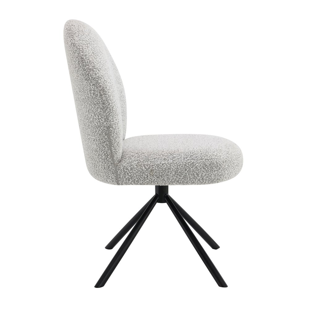 Lawton Side Chair w/Swivel (Set-2) Gray Boucle & Black. Picture 3