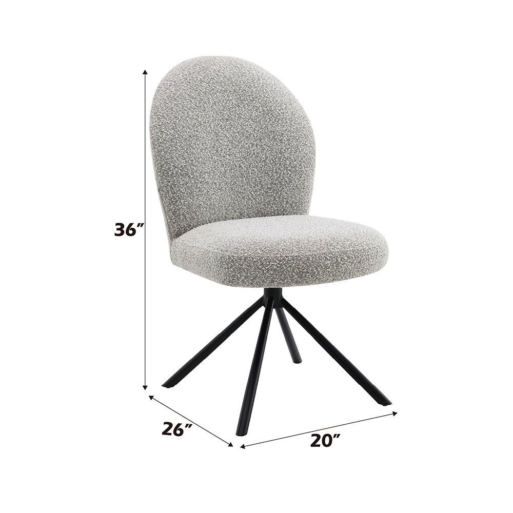 Lawton Side Chair w/Swivel (Set-2) Gray Boucle & Black. Picture 5
