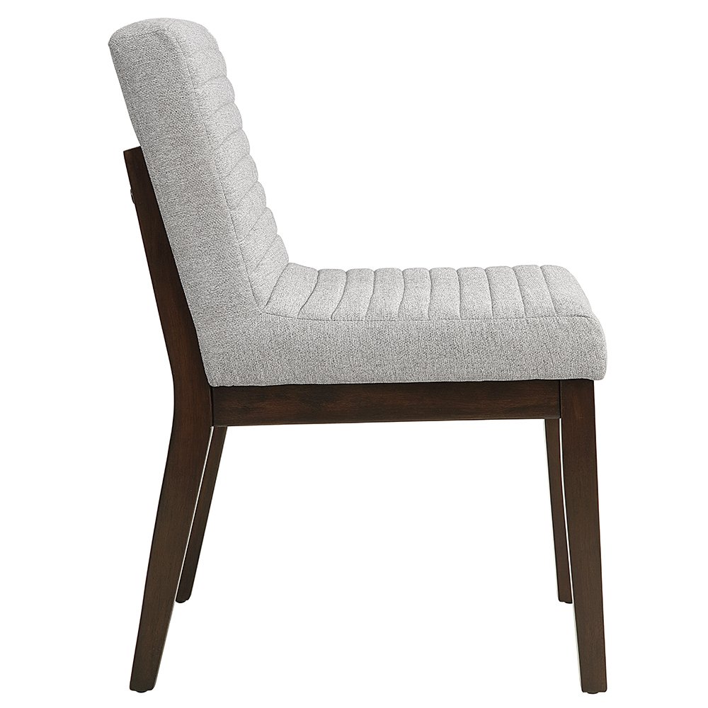 Edwyn Side Chair (Set-2) Gray Linen & Espresso. Picture 4