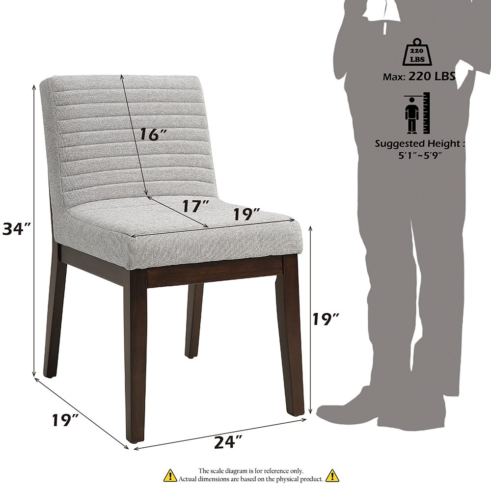 Edwyn Side Chair (Set-2) Gray Linen & Espresso. Picture 8